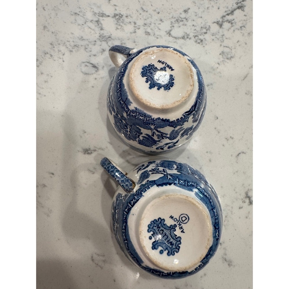 Vintage Arklow Willow Blue White‎ Tea Cups lot of 4 Made in Ireland Chinoiserie - Picture 7 of 16